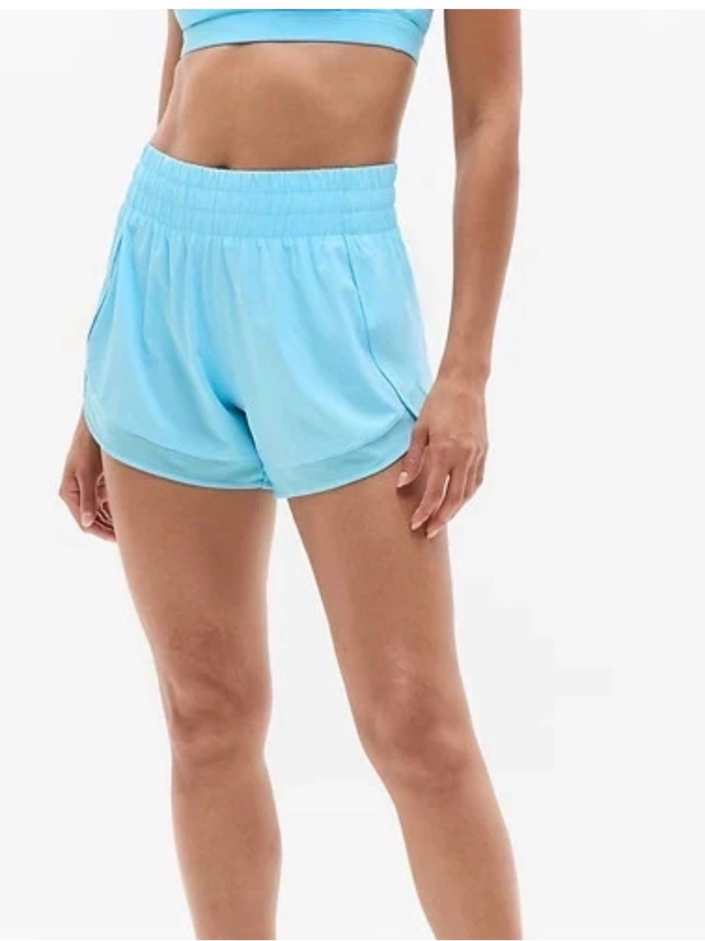 Athleta Mesh Racer Run Short Blue EUC Large